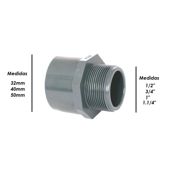 ACCESORIO PVC 40MM MANGUITO C/ROSCA M-1.1/4