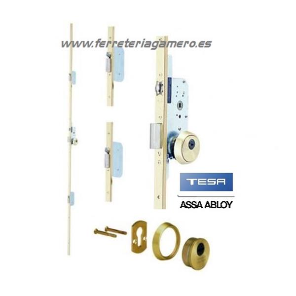 CERRADURA EMBUTIR MULTIPUNTOS TESA TLPN366LE 3 PUNTOS PETACA+GANCHO ENTRADA 50MM LATON