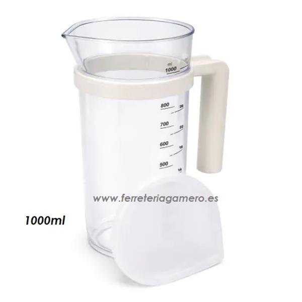 VASO REPUESTO UNIVERSAL BATIDORA VARILLA TRASPARENTE GRADUADO 1000ML C/ASA + TAPA