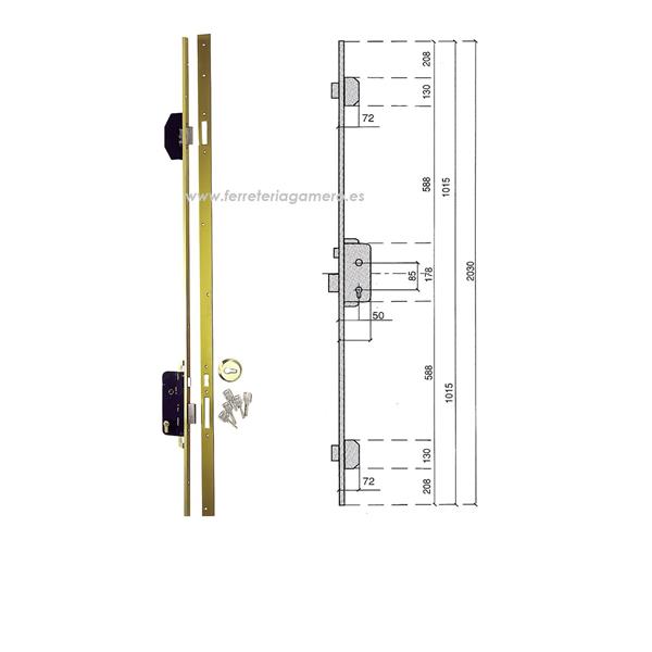CERRADURA EMBUTIR MULTIPUNTOS UCEM 3P 25103U2NL01C5 PETACA RECTA
